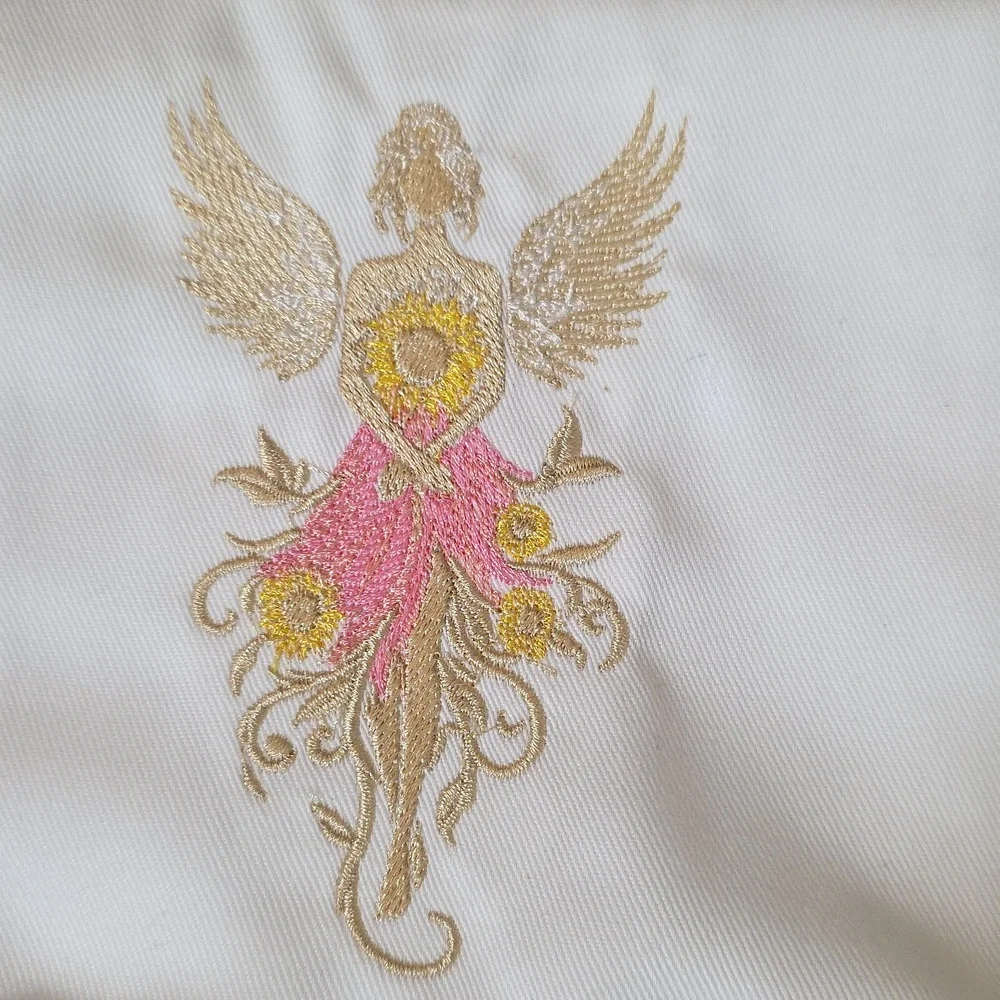 Handcrafted Embroidered Floral Angel Tea Towels Set 2 18